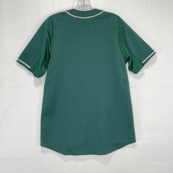 Adidas Baseball Jersey Green White Trim Size M Button Front Short Sleeve Women' - Picture 2 of 14